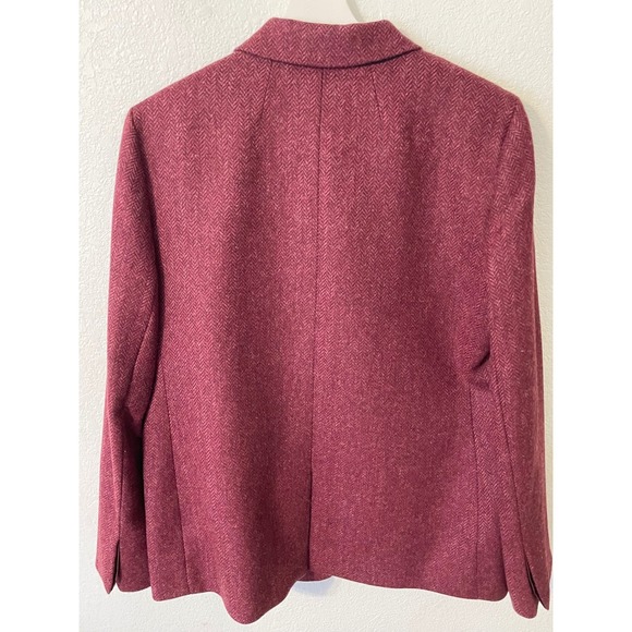 J Crew Womens Moon Herringbone Blazer Burgundy Wool Blend British Cloth Large - Picture 3 of 13